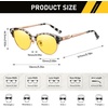 image:imageDUCO Round SemiRimless Night Vision Driving Glasses Polarized Anti Glare Eyewear for Men and Women HD Yellow TintedGray Tortoise Frame Night Vision Lens