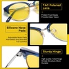 image:imageDUCO Round SemiRimless Night Vision Driving Glasses Polarized Anti Glare Eyewear for Men and Women HD Yellow TintedTransparent Blue Frame Night Vision Lens