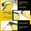 image:imageDUCO Round SemiRimless Night Vision Driving Glasses Polarized Anti Glare Eyewear for Men and Women HD Yellow TintedTransparent Green Frame Night Vision Lens
