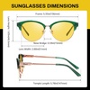image:imageDUCO Round SemiRimless Night Vision Driving Glasses Polarized Anti Glare Eyewear for Men and Women HD Yellow TintedTransparent Green Frame Night Vision Lens
