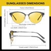 image:imageDUCO Round SemiRimless Night Vision Driving Glasses Polarized Anti Glare Eyewear for Men and Women HD Yellow TintedTransparent Grey Frame Night Vision Lens