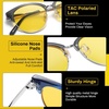 image:imageDUCO Round SemiRimless Night Vision Driving Glasses Polarized Anti Glare Eyewear for Men and Women HD Yellow TintedTransparent Grey Frame Night Vision Lens