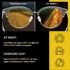 image:imageDUCO Round SemiRimless Night Vision Driving Glasses Polarized Anti Glare Eyewear for Men and Women HD Yellow TintedTransparent Grey Frame Night Vision Lens
