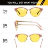 image:imageDUCO Round SemiRimless Night Vision Driving Glasses Polarized Anti Glare Eyewear for Men and Women HD Yellow TintedTransparent Pink Frame Night Vision Lens