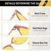 image:imageDUCO Round SemiRimless Night Vision Driving Glasses Polarized Anti Glare Eyewear for Men and Women HD Yellow TintedTransparent Pink Frame Night Vision Lens