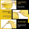 image:imageDUCO Round SemiRimless Night Vision Driving Glasses Polarized Anti Glare Eyewear for Men and Women HD Yellow TintedTransparent Yellow Frame Night Vision Lens