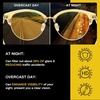 image:imageDUCO Round SemiRimless Night Vision Driving Glasses Polarized Anti Glare Eyewear for Men and Women HD Yellow TintedTransparent Yellow Frame Night Vision Lens