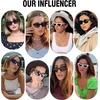 image:imageDUCO Small Cat Eye Sunglasses for Women Retro Narrow Polarized Sun Glasses Mylove Designer Rectangle Frame UV400 Lens DC1104Transparent Blue Frame Blue Lens