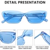 image:imageDUCO Small Cat Eye Sunglasses for Women Retro Narrow Polarized Sun Glasses Mylove Designer Rectangle Frame UV400 Lens DC1104Transparent Blue Frame Blue Lens