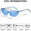image:imageDUCO Small Cat Eye Sunglasses for Women Retro Narrow Polarized Sun Glasses Mylove Designer Rectangle Frame UV400 Lens DC1104Transparent Blue Frame Blue Lens