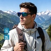 image:imageDUCO Sports Polarized Fit Over Sunglasses for Men Women Wrap Around Wear Over Glasses for Cycling FishingB Black Frame Revo Blue Lens