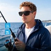 image:imageDUCO Sports Polarized Fit Over Sunglasses for Men Women Wrap Around Wear Over Glasses for Cycling FishingB Shine Black Frame Grey Lens