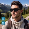 image:imageDUCO Sports Polarized Fit Over Sunglasses for Men Women Wrap Around Wear Over Glasses for Cycling FishingB Shine Black Frame Grey Lens