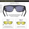 image:imageDUCO Sports Polarized Fit Over Sunglasses for Men Women Wrap Around Wear Over Glasses for Cycling FishingB Shine Black Frame Revo Gold Lens