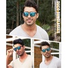 image:imageDUCO Sunglasses men Polarized Retro Square Sunglasses for men UV Protection Sports Sun Glasses for Golfing Running 8208Black Frame Revo Blue Lens