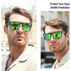 image:imageDUCO Sunglasses men Polarized Retro Square Sunglasses for men UV Protection Sports Sun Glasses for Golfing Running 8208Black Frame Revo Green Lens