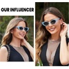 image:imageDUCO Trendy Sunglasses for Women Men Retro Vintage Polarized Shades Acetate Frame Y2K Designer Style Sun Glasses DC1250Transparent Blue
