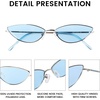 image:imageDUCO Vintage Oval Sunglasses for Women Small Triangle Polarized Sun Glasses Metal Frame and UV Protection W019Silver Frame Blue Lens