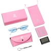 image:imageDUCO Vintage Oval Sunglasses for Women Small Triangle Polarized Sun Glasses Metal Frame and UV Protection W019Silver Frame Blue Lens