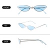 image:imageDUCO Vintage Oval Sunglasses for Women Small Triangle Polarized Sun Glasses Metal Frame and UV Protection W019Silver Frame Blue Lens