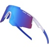 image:imageDUCO Baseball Sunglasses for Men Women Sports Style Polarized Lens UV Protection DC0030White Frame Revo Blue