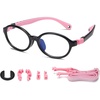 image:imageDUCO Blue Light Blocking Glasses for Kids Boys Girls Gaming Computer Glasses for Kids Age 510 K026Black Frame Pink Temple