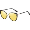 image:imageDUCO Cat Eye Polarized Night Vision Glasses for Women Yellow Tinted Glasses for Night Driving 1222YBlack Gold Frame Night Vision Lens