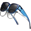 Transparent Blue Frame Grey Lens