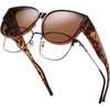 image:imageDUCO Fit Over Sunglasses for Men Women Wear Over Glasses Retro Wrap Around Polarized Sun Glasses UV400 Protection ATortoise Frame Brown Lens