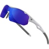 image:imageDUCO Kids Baseball Sunglasses Age 410 Girls Boys Polarized Glasses DK261  Unbreakable Sports Sunglasses UV400 Protection Flexible Frame Incl Case amp StrapWhite Frame Grey Temple Revo Blue Lens