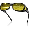 image:imageDUCO Night Driving Glasses Night Vision Glasses Fit Over Glasses for Men Women Polarized AntiGlare Pro Yellow Lens 8953YA01m Size Black Frame Night Vision Lens