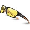 image:imageDUCO Night Driving Glasses for Men Women Antiglare HD Polarized Yellow Tinted Sunglasses UV400 Protection DC6201YBlack Frame Orange Temple Night Vision Lens