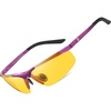 image:imageDUCO Night Vision Driving Glasses for Men Anti Glare Polarized HD Lens Fashion Nighttime Running Fishing Glasses DC8125Purple Frame Night Vision Lens