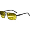 image:imageDUCO Night Vision Glasses for Men Goggles for Driving Anti Glare Bright Night Aviator Stainless Steel G002YBlack Frame Night Vision Lens