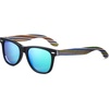 image:imageDUCO Polarized Driving Handmade Walnut Wooden 100 UV 400 Protection Sunglasses for Men 2141Black Frame Revo Green Lens