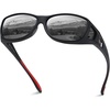 06 M Black Frame Red Temple Grey Lens