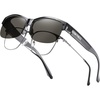 image:imageDUCO Polarized Fitover Sunglasses UV400 Protection amp HD for Unisex 8960Transparent Grey Frame Grey Lens