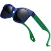 image:imageDUCO Polarized Kids Sunglasses Boys Cute Unbreakable Sunglasses for Kids UV400 Protection Age 510 K019Blue Frame Green Temple