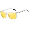 image:imageDUCO Polarized Night Vision Glasses for Men and Women Yellow Safety Driving Glasses with UV Protection and Anti GlareA03transparent Frame Silver Temple Night Vision Lens