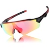 image:imageDUCO Polarized Sports Cycling Sunglasses for Men with 5 Interchangeable Lenses for Running Golf Fishing Hiking Baseball 0020 0021Red
