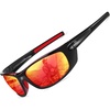 image:imageDUCO Polarized Sports Sunglasses for Men Women UV400 Protection Sun Glasses for Cycling Fishing Running and Driving F101Shine Black Frame Revo Orange Lens