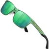 image:imageDUCO Polarized Sunglasses for Men Lightweight Carbon Fiber UV400 Protection Square Sun Glasses 8207Shine Green Frame Revo Green Lens