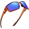 image:imageDUCO Polarized Sunglasses for Men Women UV400 Fishing Sunglasses F103  26G Lightweight TR90 Frame Wrap Around Sports Sunglasses for Driving Running CyclingBrown Stripe