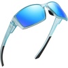 image:imageDUCO Polarized Sunglasses for Men Women UV400 Fishing Sunglasses F103  26G Lightweight TR90 Frame Wrap Around Sports Sunglasses for Driving Running CyclingClear Blueblue