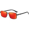 image:imageDUCO Retro Rectangular Polarized Sunglasses for Men Trendy Carbon Fiber ShadesBlack Frame Red Lens