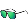 image:imageDUCO Retro Vintage Square Polarized Aviator Sunglasses Womens Mens Double Bridge Sun Glasses DC3001Black Frame Revo Green Lens