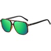 image:imageDUCO Retro Vintage Square Polarized Aviator Sunglasses Womens Mens Double Bridge Sun Glasses DC3001Brwon Tortoise Frame Revo Green Lens
