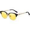 image:imageDUCO Round SemiRimless Night Vision Driving Glasses Polarized Anti Glare Eyewear for Men and Women HD Yellow TintedBlack Frame Night Vision Lens