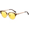 image:imageDUCO Round SemiRimless Night Vision Driving Glasses Polarized Anti Glare Eyewear for Men and Women HD Yellow TintedBrown Tortoise Frame Night Vision Lens
