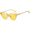 image:imageDUCO Round SemiRimless Night Vision Driving Glasses Polarized Anti Glare Eyewear for Men and Women HD Yellow TintedTransparent Yellow Frame Night Vision Lens